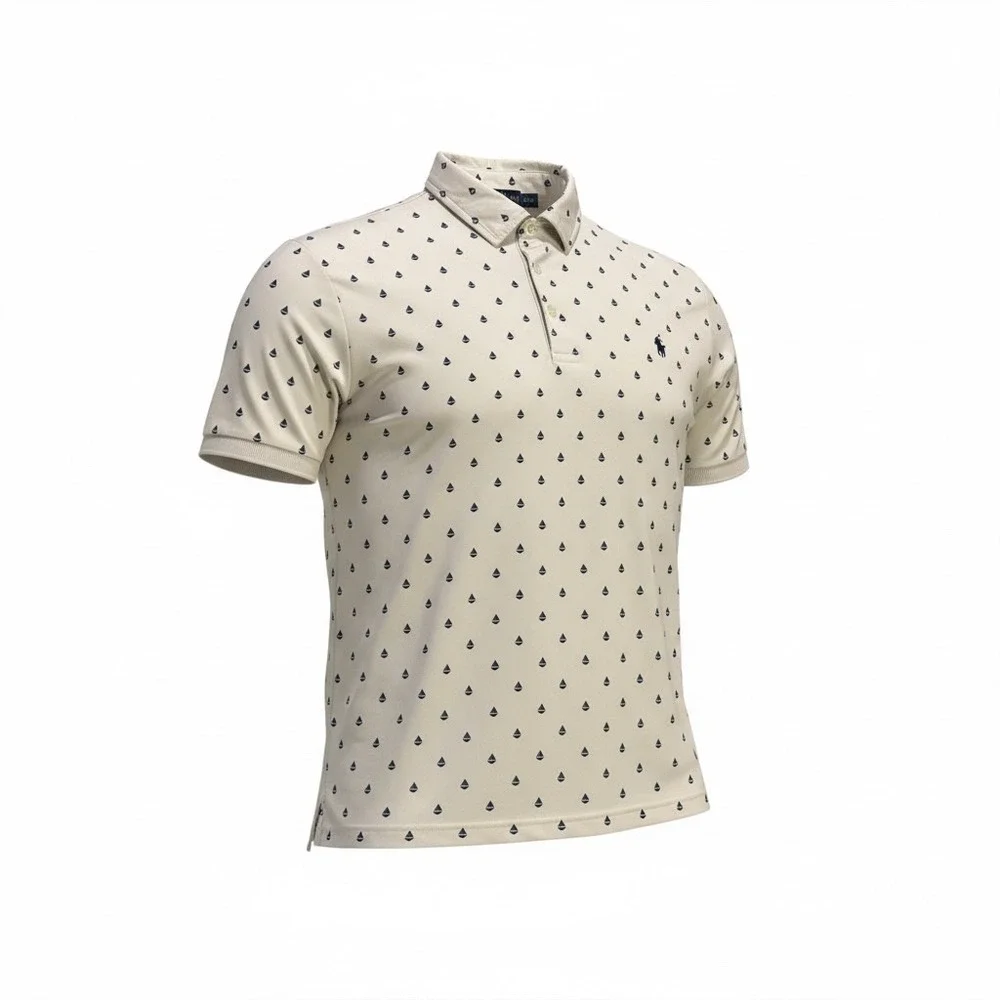 Polo Ralph Lauren Performance Polo‎ Shirt Men's 2XL White Sailboat Print